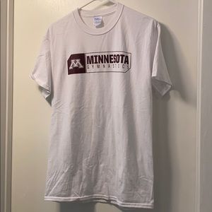 Size medium white Minnesota Gymnastics t-shirt.